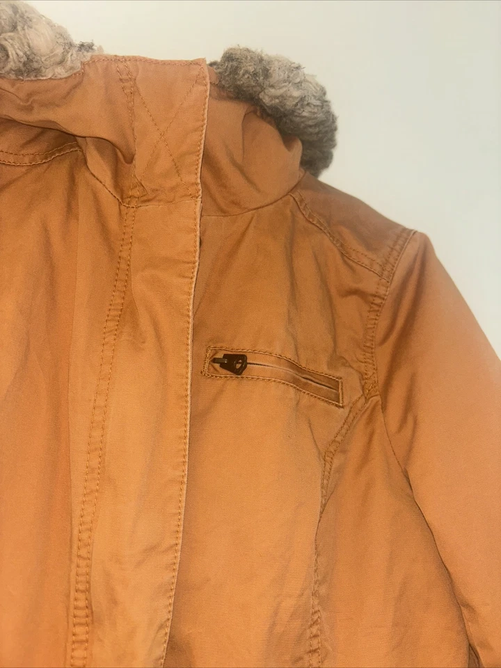 Parka H&M Dividida Talla Pequeña Naranja Imitación Piel Forrada en Pilas Mujer Pescador Exterior Gorp Foto 3 de 4