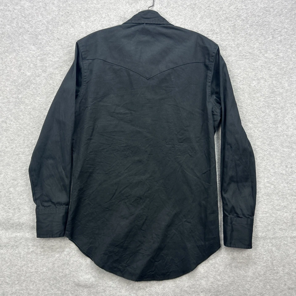 Винтажная мужская маленькая черная холщовая жемчужная застежка Wrangler вестерн родео ковбой - Изображение 4 из 4