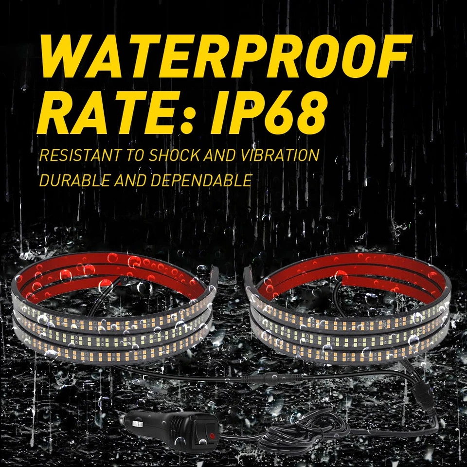 2pcs 70" Running Board Step Strips LED Flash Bar Strobe Lights White Amber - Image 4 of 4