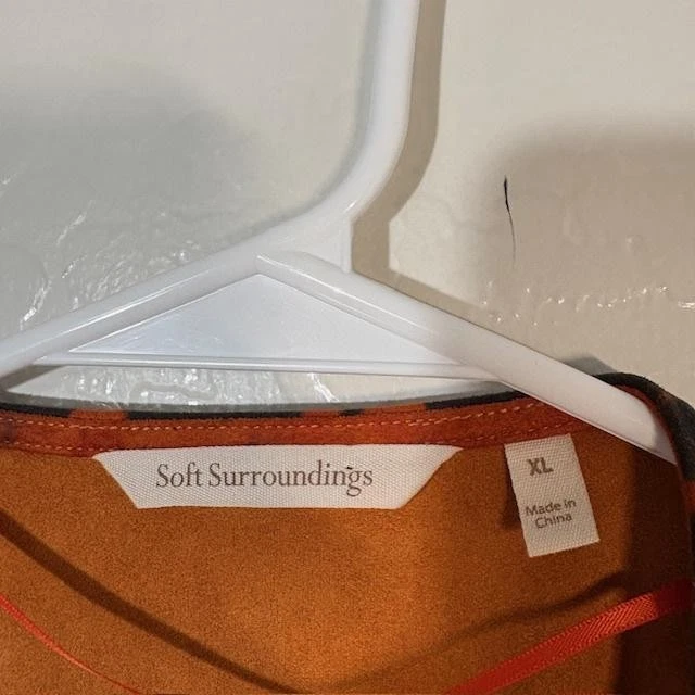 Cárdigan Soft Surroundings para mujer XL naranja negro cascada imitación gamuza drapeado Foto 3 de 4