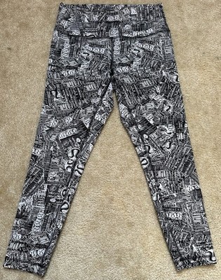 Lululemon Wunder Train HR Tight Tear it Up Alpine Logo Black & White Size 10