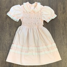 Vintage SEARS Smocked Pink Dress Girls Sz 6 Walt Disney Winnie The Pooh 44.5-47  