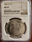 1884-CC Morgan Silver Dollar MS63