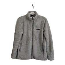 Patagonia Jacket Womens Medium Gray Los Gatos Full Zip Sherpa Fleece Fuzzy