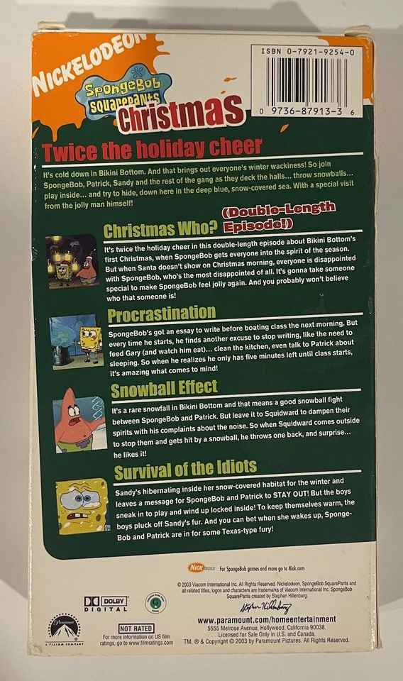 Spongebob Squarepants Nickelodeon Christmas VHS 2003 Tested Works 4 Episodes - Image 2 of 4
