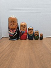 vintage russian nesting dolls Set Of 5 Russian Leaders