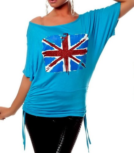 Sexy Miss Ladies Casual Shirt Top Union Jack Flag Glitter Style 34/36/38 - Picture 20 of 26