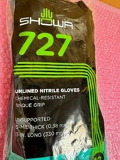 SHOWA 727 CHEMICAL RESISTANT GLOVES 12 PAIR Size 9 Large