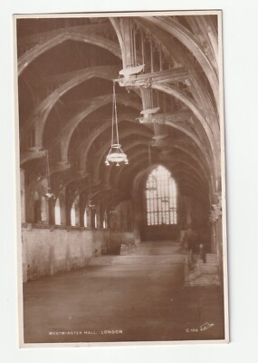 REAL PHOTO POSTCARD - WESTMINSTER HALL - LONDON ENGLAND
