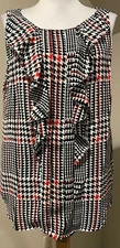 ELLE Womens Houndstooth Blouse Shirt Top - Sz Medium