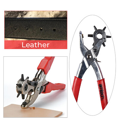 AMTECH Revolving Leather Punch Plier 6 Size DIY Belt EYELET Hole Puncher Tool UK