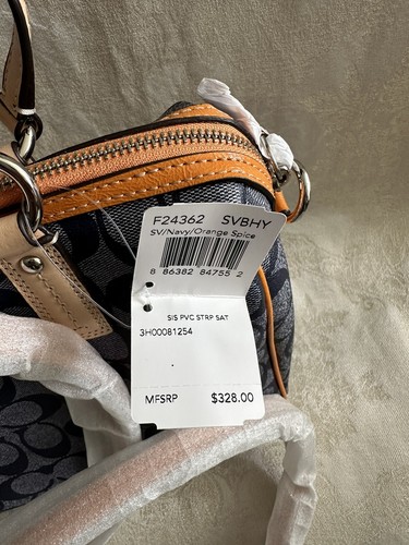 Ladies Coach Handbag Purse C Monogram Denim Blue Orange NWT $328 - Picture 8 of 9