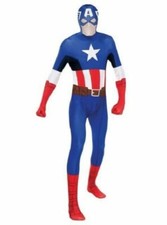 Marvel Captain America Party Skin Suit Morph Full Body Halloween Costume Teen M