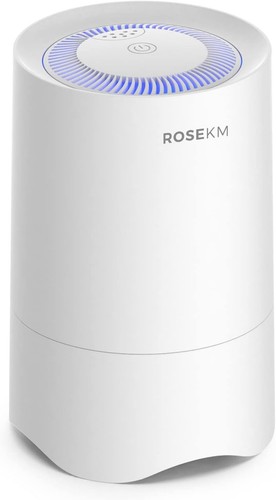 Small HEPA Air Purifier for Home, Bedroom, Office, Pets, Smoke, and Desk (White)