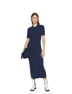 Staud Cecily Open-Back Cable-Knit Midi Dress Women's Navy Size Small | eBay