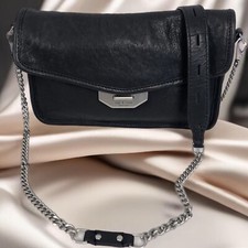 Rag & Bone Black Pebbled Patent Leather Chain Crossbody Bag 