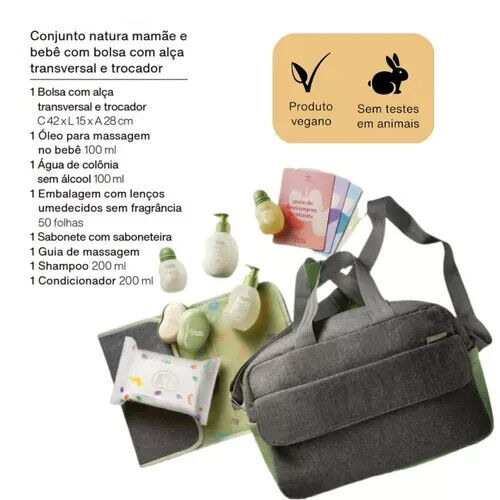 Kit Conjunto Natura Mamãe E Bebê Com Bolsa E Trocador Cor verde e cinza - Picture 4 of 5