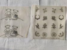 Vintage Stickerei 2 mittlere Muster Transfer B&Uuml;GELN Webber & Webco / Paar B&auml;ren