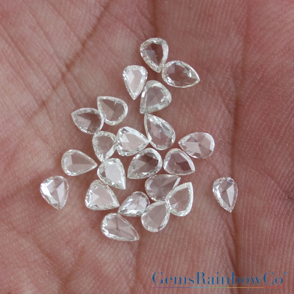 Natural White Diamond Rose Cut Pear, Earth Mined Diamond I-Color, VS2 clarity, - Image 2 of 4