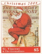 St. Vincent 2004 SC# 3443 Christmas Norman Rockwell Santa - Souvenir Sheet - MNH