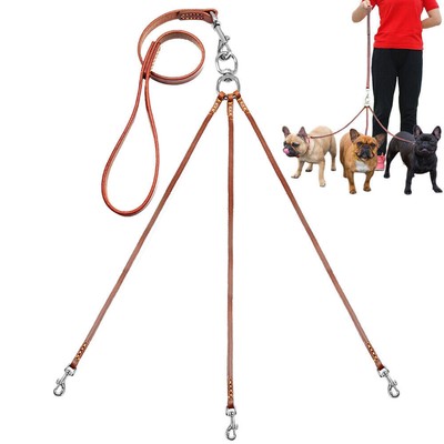 Nobby Koppel 74110-05 – Verbindungsleine Für 2 Hunde, Leder, 2x 35 Cm Länge, 12 Mm Breite, Schwarz/braun