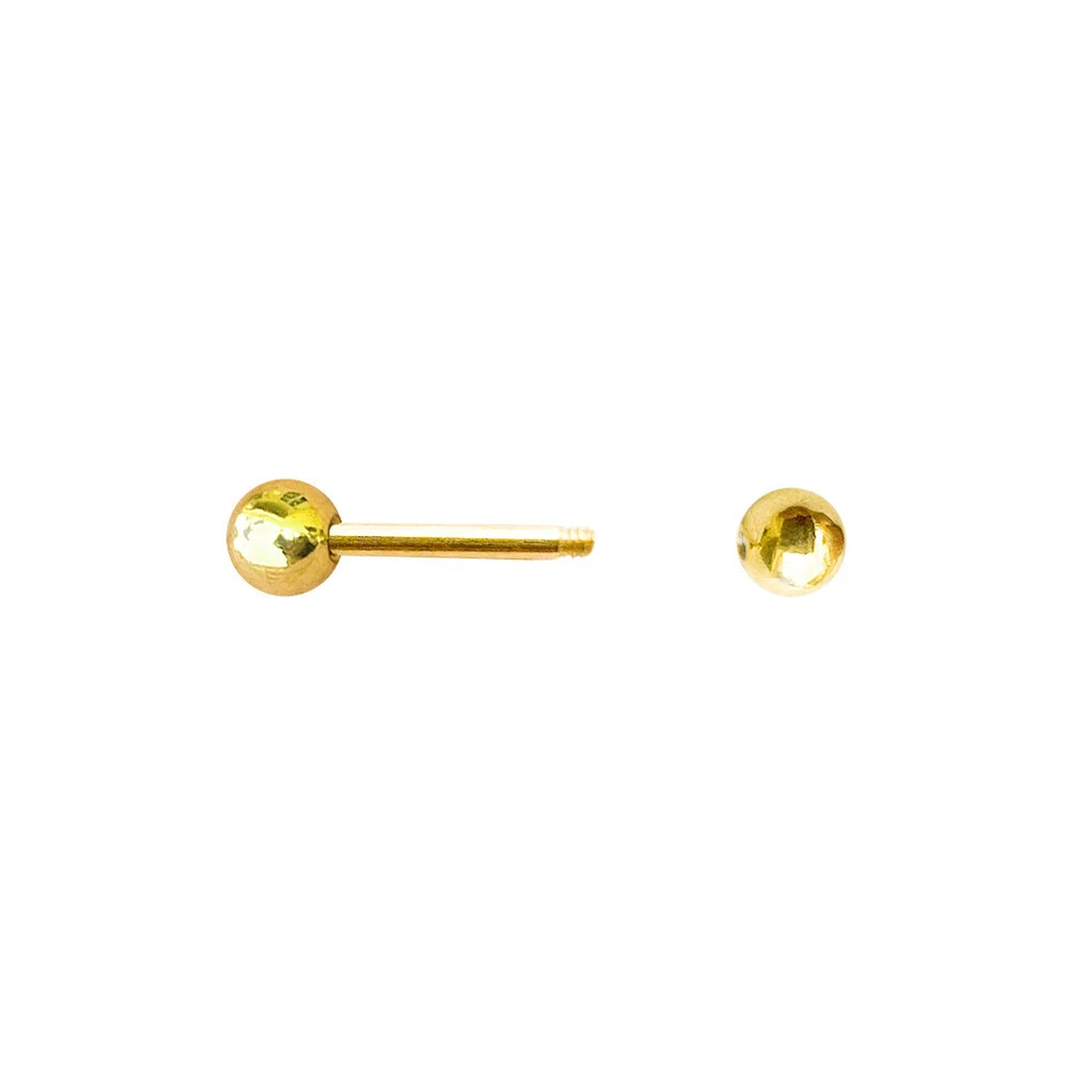 14K Solid Yellow Gold 14GA Nipple Ring Tongue Barbell 12MM Bar Piercings Jewelry - Image 2 of 4