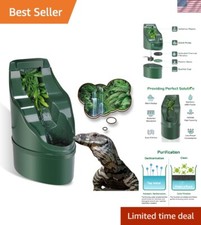 Pet-Friendly Reptile Drinking Fountain with Adjustable Flow and Pump - Green