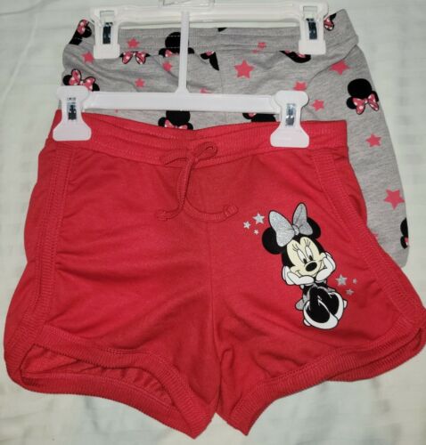 Minnie Mouse Girl's Shorts 2 Pairs Disney Red & Gray Size 10 FREE SHIPPING