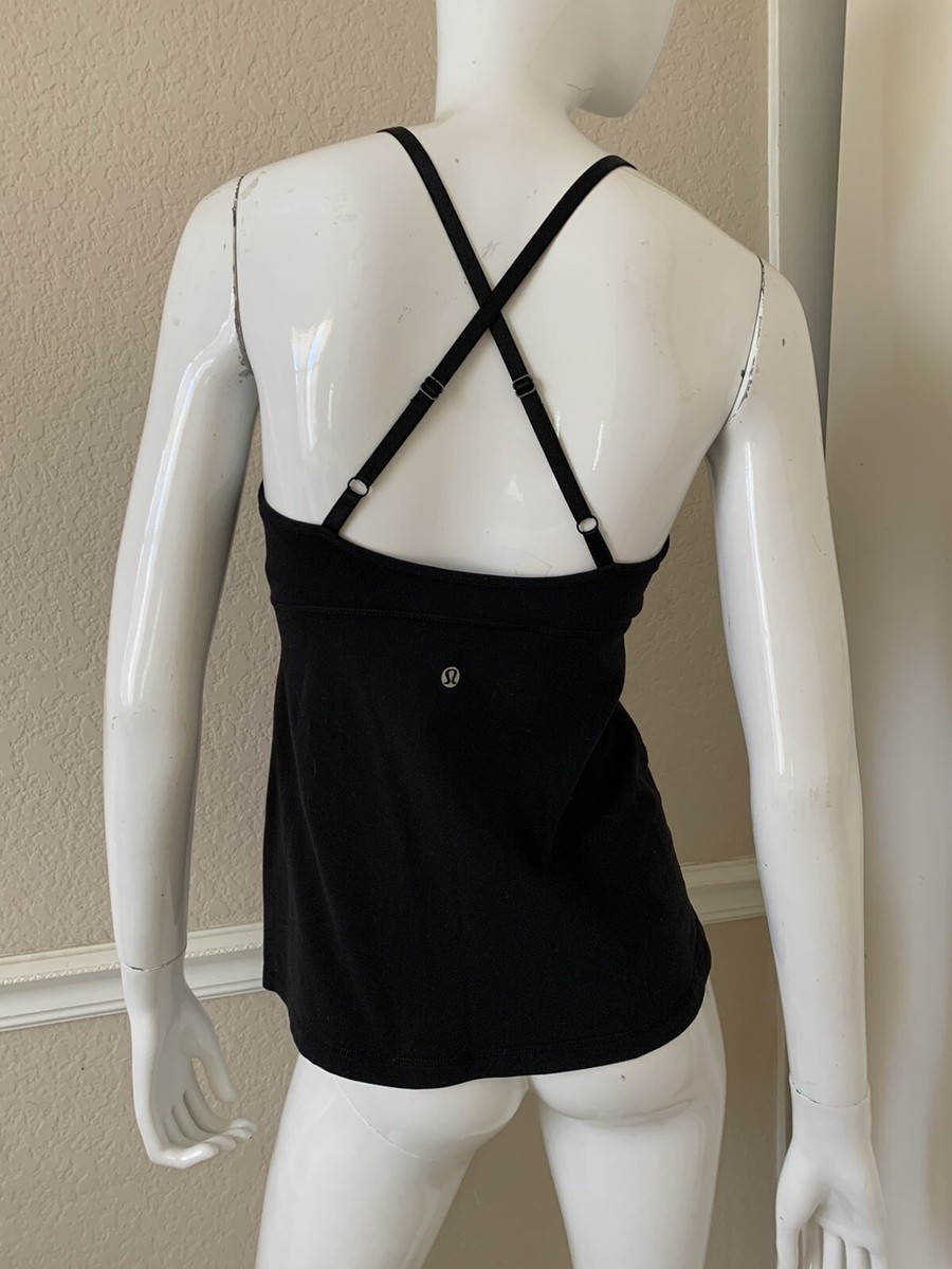LULULEMON Black Seamed Body Tank Top w/ Criss Cross Rear