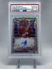 Jeremy De La Rosa 2021 Bowman Chrome Auto Speckle /299 CPAJDL PSA 10