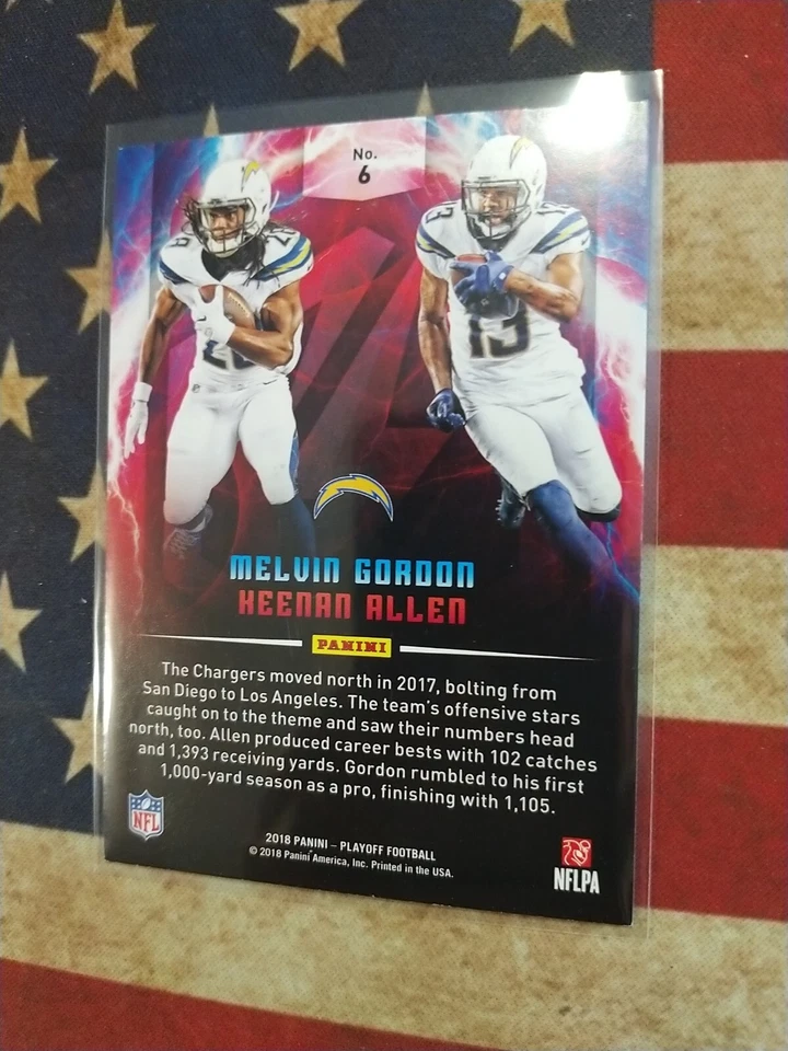 2018 Playoff Thunder and Lightning #6 Keenan Allen Melvin Gordon - NM-MT - Image 2 of 2