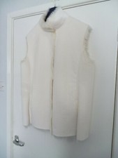 Ladies/womens Maine New England Faux Fur Sleeveless Jacket Uk Size 18 Pure White