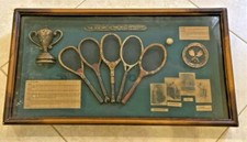 Vintage Antique Display Of The History Of The Tennis Racket