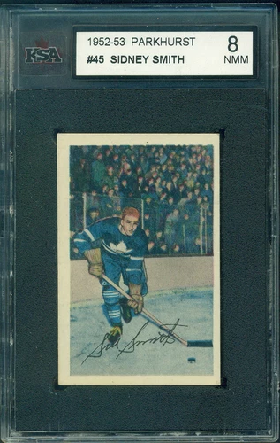 1952 53 PARKHURST #45 SIDNEY SMITH KSA 8 NEAR MINT-MINT!! MAPLE LEAFS