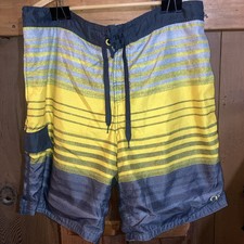 OP Board Shorts Swim Trunks Mens size 36/38 Large Black/ Grey / Yellow