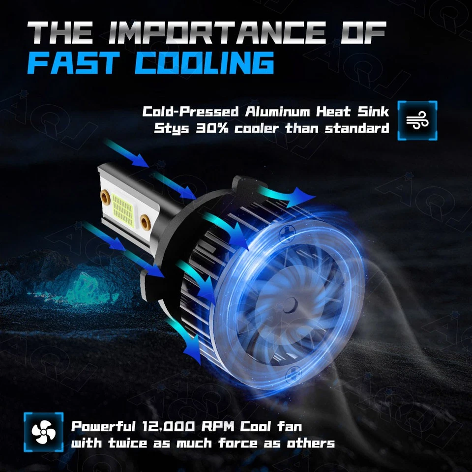 2x 2-Side 9012 LED Headlight High/Low Bulbs Kit For Jaguar F-Pace 2017-2019 Blue - Image 4 of 4