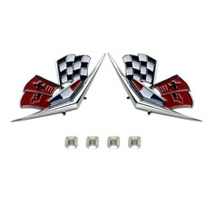 2pc V-flags Cross Flag Emblem Badge For Corvette 1962-63 Impala