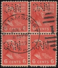 US #811 Used perfin block of 4