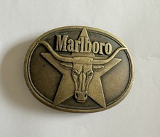 Vintage 1987 Marlboro Steer Solid Brass Philip Morris, INC. Belt Buckle