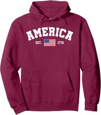 Est 1776 Patriotic US American Flag 4th Of July Unisex Hooded Sweatshirt