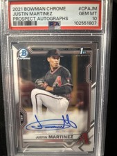 Justin Martinez 2021 Bowman Chrome Prospect Autograph PSA 10 GEM Mint