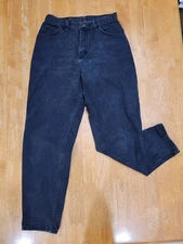 Vtg Gitano Jeans Womens Black Denim Straight Leg Charcoal Wash High Rise Mom