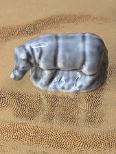 Vintage Wade Whimsies Figurine Gray Rhino  Red Rose Tea England