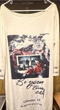 Colurno 19 T-shirt Dress Graphic Print White 3/4 Sleeve 'Be Your True Self'