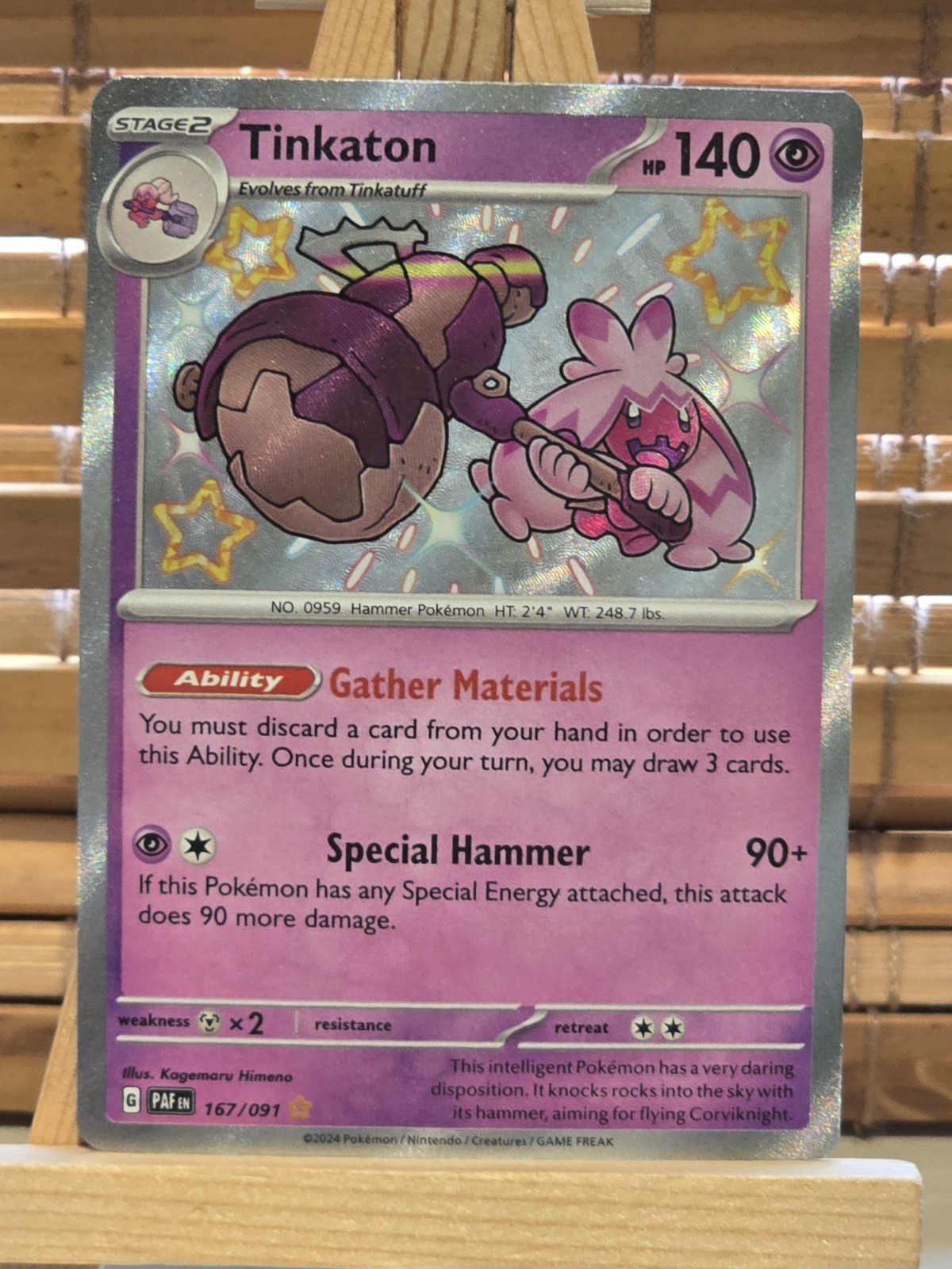 Tinkaton 167/091 Shiny Rare - PAF EN Paldean Fates Pokemon - NM/M