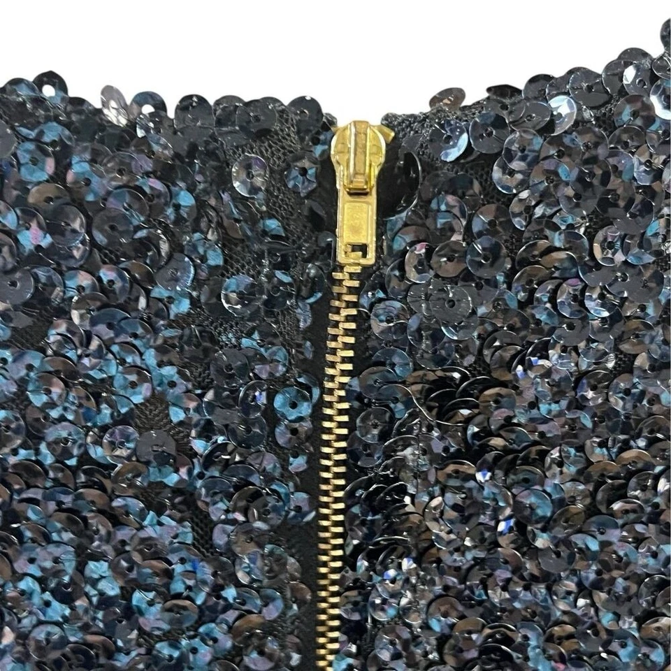 Mini Vestido Venus Lentejuelas Negro Manga Larga Cuello en V Fiesta Cóctel Mujeres Talla Pequeña Foto 4 de 4