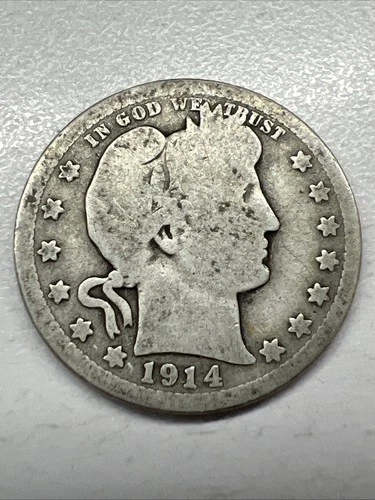 1914 Barber 90% Silver Quarter Philadelphia Actual Coin. Silver At $92 Per Oz