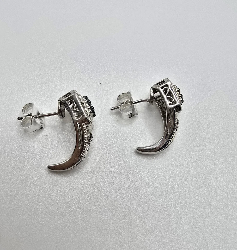 钻石耳环蓝色和白色 925 太阳设计师穿孔后抱枕 — 第 4/4 张图片