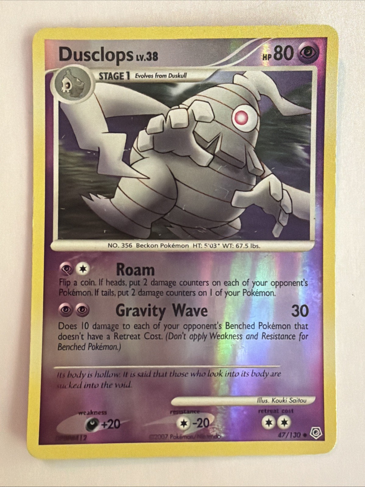 Pokemon Dusclops Diamond & Pearl 47/130 Regular Uncommon Reverse Holo Light Play