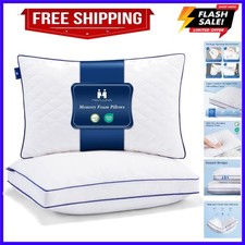 Shredded Memory Foam Pillows Queen Size Set of 2, Soft Bed Pillow for Side an...